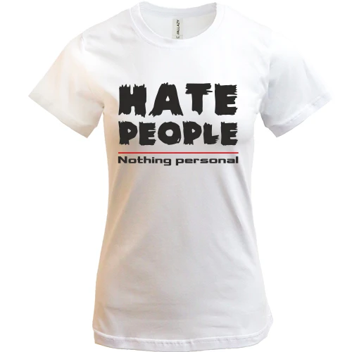 Женская футболка, Белый, с надписью "Hate People"
