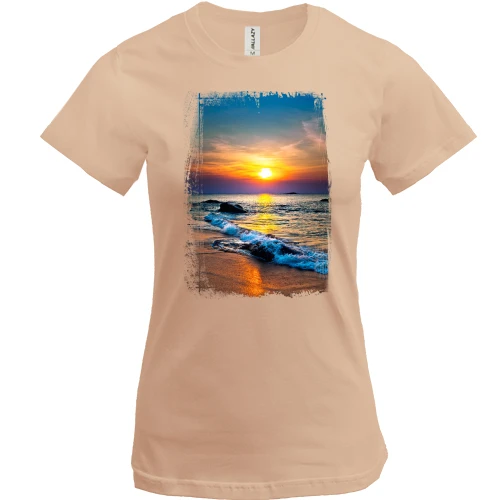 Женская футболка Sunset в рваной рамке