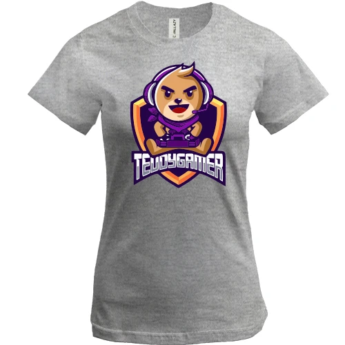 Женская футболка, Серый меланж, Teddygamer