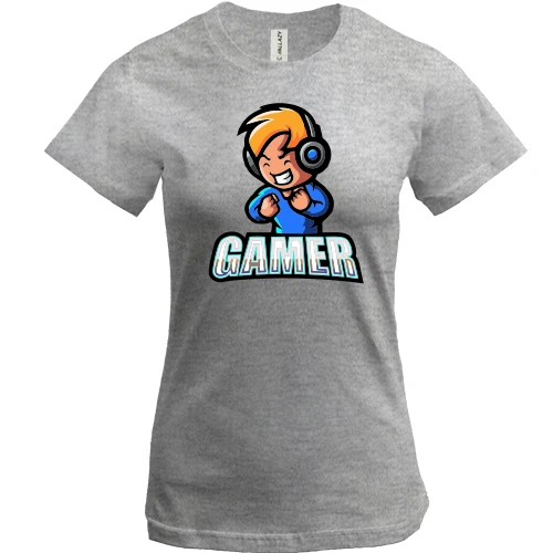 Женская футболка, Серый меланж, Gamer.
