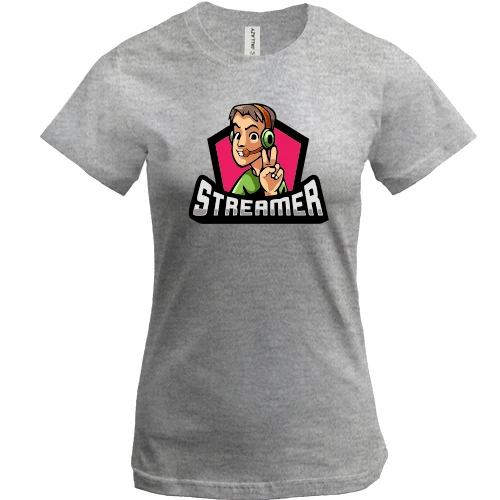 Женская футболка, Серый меланж, Streamer