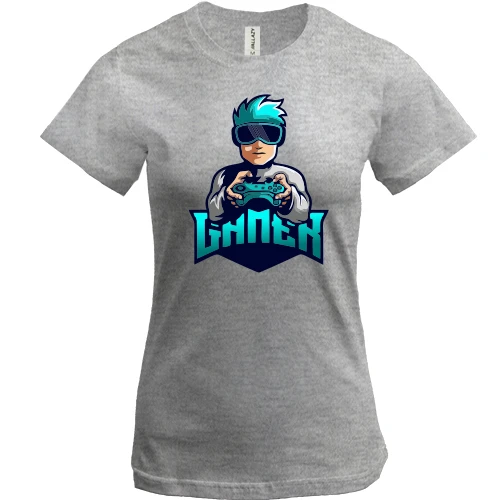 Женская футболка, Серый меланж, Gamer