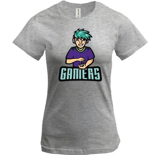 Женская футболка, Серый меланж, Gamers