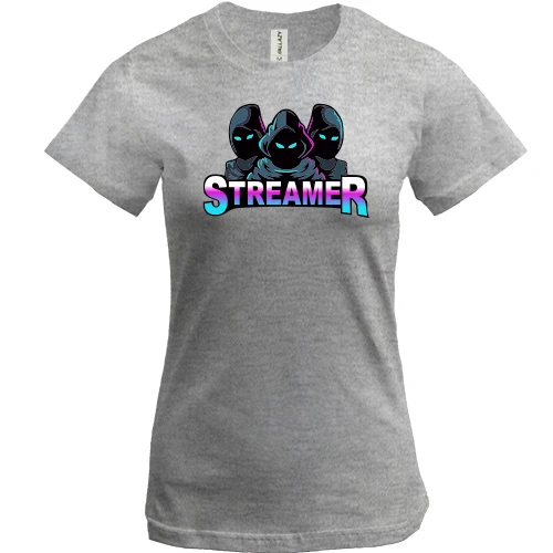 Женская футболка, Серый меланж, Streamer 2