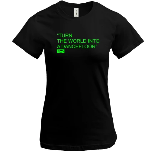 Женская футболка, Черный, Turn the world into a dancefloor000