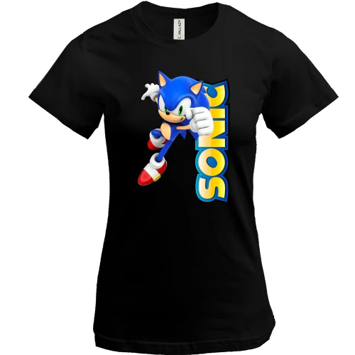 Женская футболка, Черный, SONIC