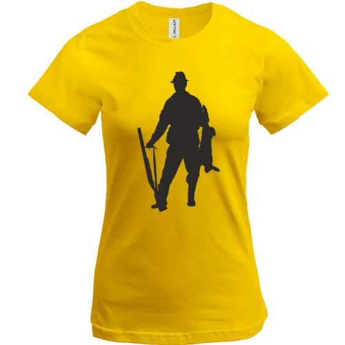 Женская футболка, Желтый, Hunter silhouette