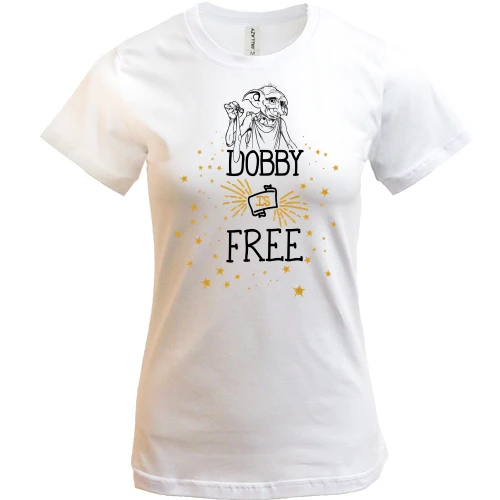 Жіноча футболка, Білий, Dobby is free - Добі вільний!