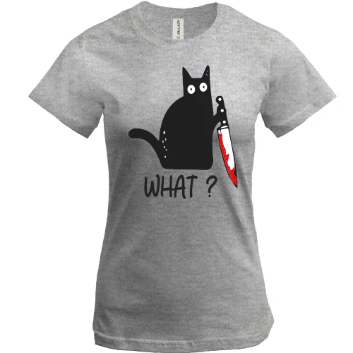 Жіноча футболка, сірий меланж, What cat