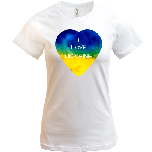 Жіноча футболка, Білий, "I love Ukraine" на серці