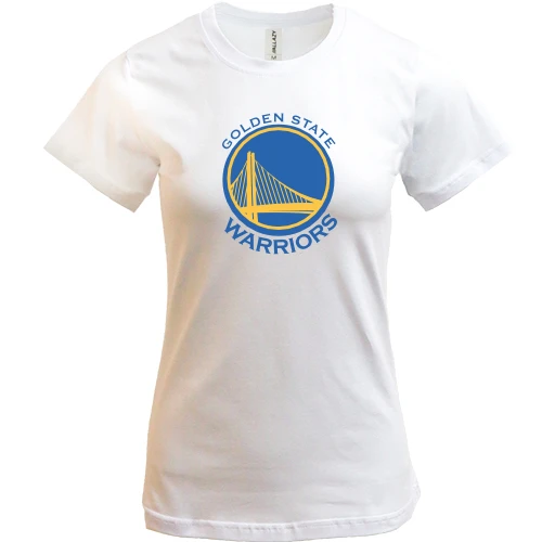 Жіноча футболка, білий, з кольоровим логотипом Golden State Warriors