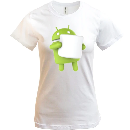 Жіноча футболка, Білий, Android 6 Marshmallow