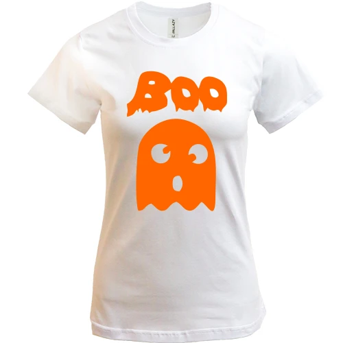 Жіноча футболка, Білий, з милим привидом "BOO" Halloween