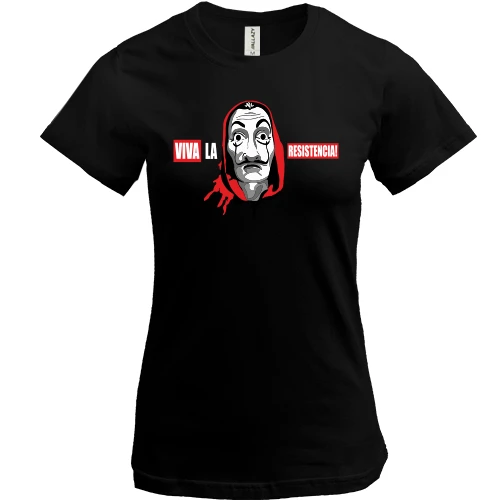 Женская футболка, Черный, Бумажный дом - Viva la Resistencia!