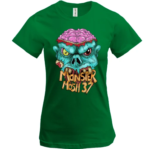 Жіноча футболка, Зелений, з монстром "Monster Mosh 37"