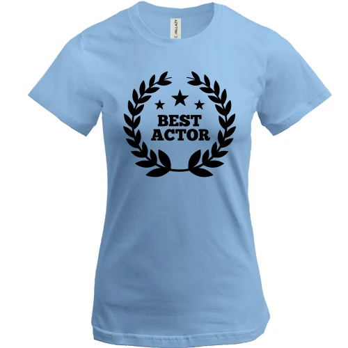 Женская футболка, Синий, для актёра с венком "BEST ACTOR"