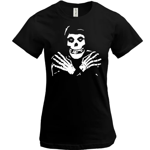 Женская футболка, Черный, The Misfits (скелет)