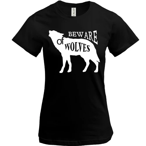 Жіноча футболка, Чорний, beware of wolves