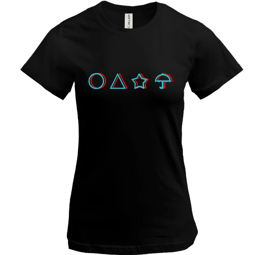 Женская футболка, Черный, Игра в кальмара - Сахарные соты