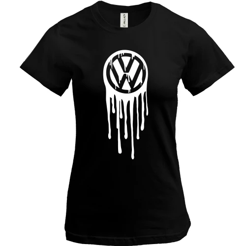 Женская футболка, Черный, Volkswagen с потеками