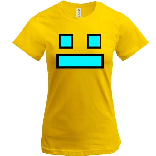 Жіноча футболка, Жовтий, «Geometry Dash Smile»
