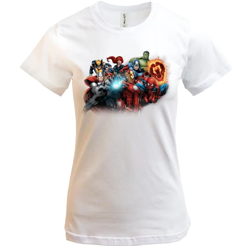 Женская футболка, Белый, marvel heroes