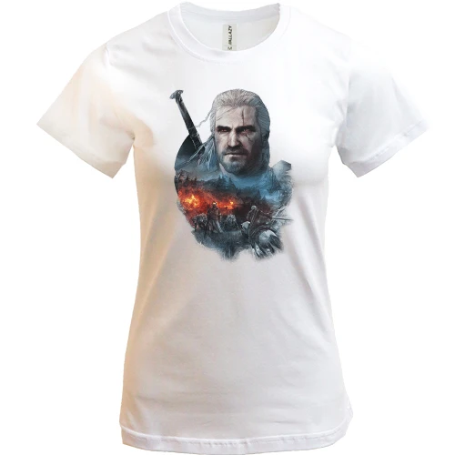 Женская футболка, Белый, The Witcher 3 - Geralt