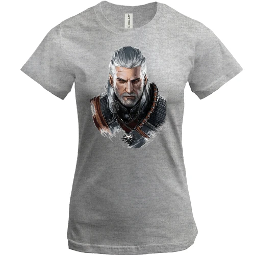 Женская футболка, Серый меланж, The Witcher 3 - Геральт (2)