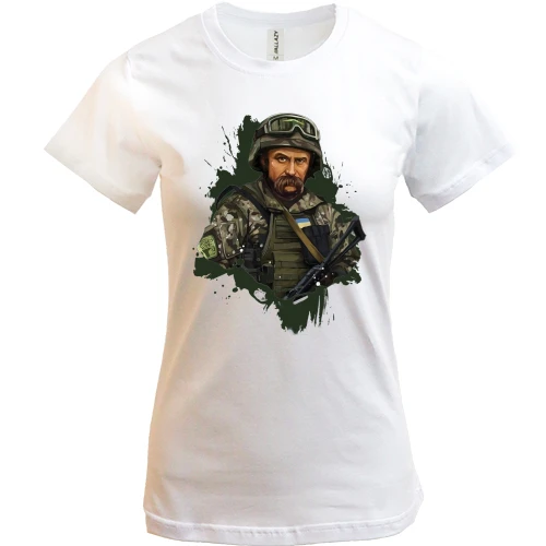 Женская футболка, белый, Шевченко в военной форме