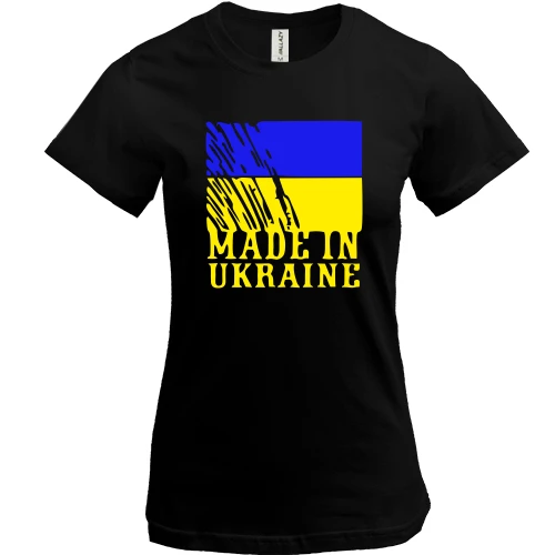 Женская футболка, Черный, Made in Ukraine (с флагом)