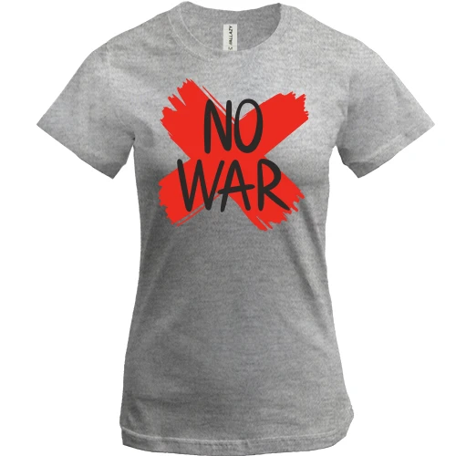 Жіноча футболка з написом «No War» і червоним хрестом