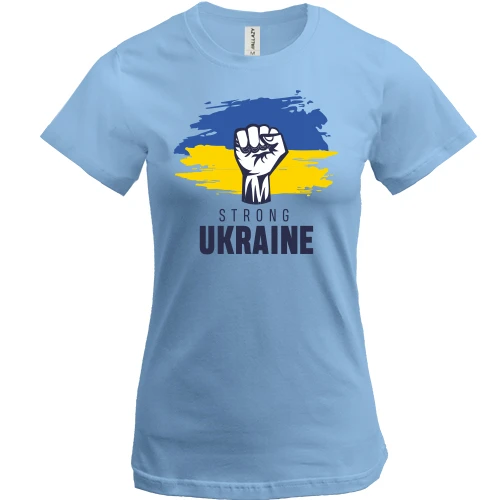 Женская футболка, Синий, Strong Ukraine