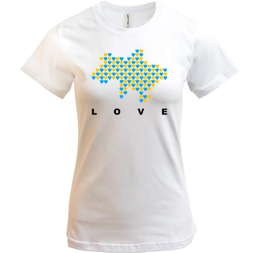 Жіноча футболка, Білий, Love Ukraine з мапою України