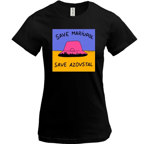 Жіноча футболка, Чорний, Save Mariupol - Save Azovstal