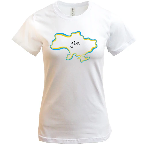 Жіноча футболка, Білий, з мапою України - Дім
