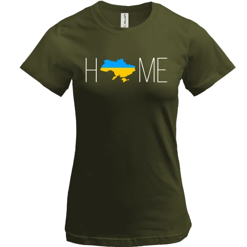 Женская футболка, Хаки, с картой Украины - Home