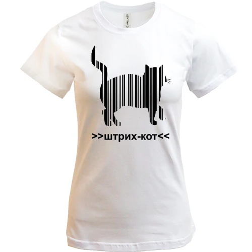 Жіноча футболка, білий, штрих-кіт