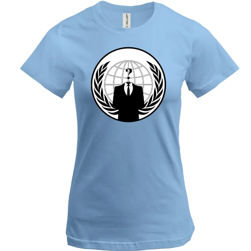 Женская футболка, синий, Anonymous World