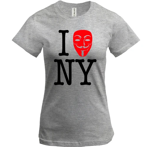 Женская футболка, серый меланж, I Anonymous NY