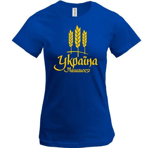 Жіноча футболка, синій, Пишаюся Україною