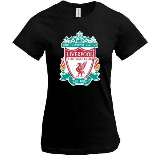 Жіноча футболка, Чорний, з кольоровою емблемою Liverpool