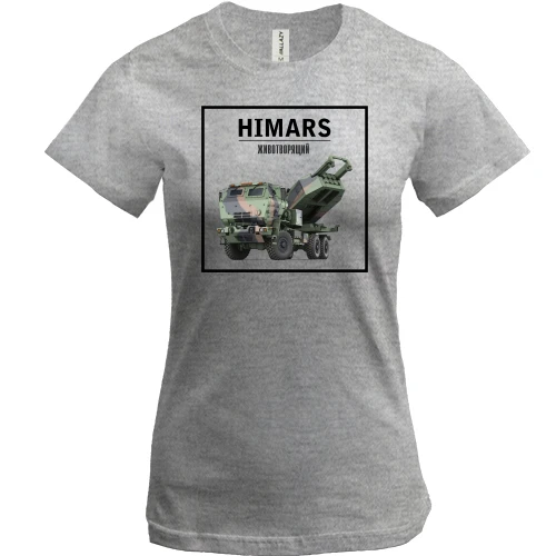 Женская футболка, Серый меланж, HIMARS животворящий