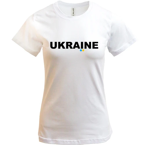 Женская футболка, Белый, Ukraine с двумя сине-жёлтыми точками
