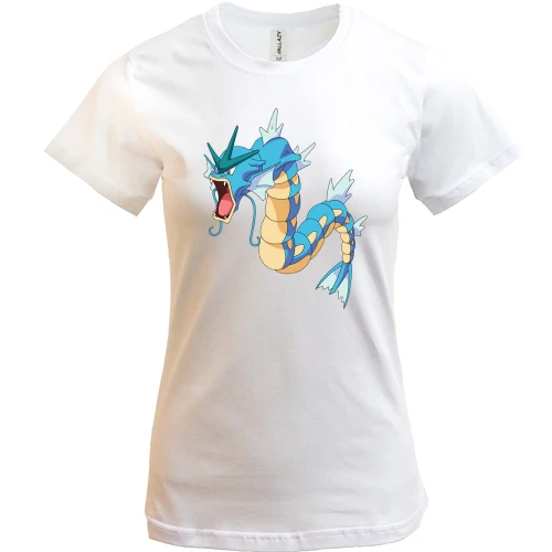Женская футболка, Белый, с покемоном Гярадос (Gyarados)