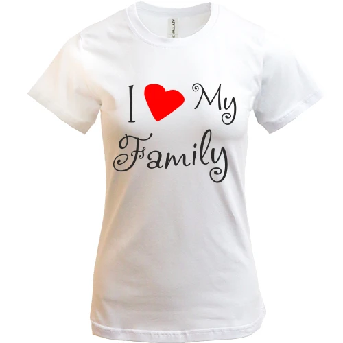 Женская футболка, Белый, I Love My Family