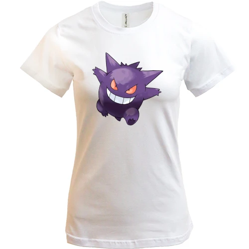 Женская футболка, Белый, с покемоном Генгар (Gengar)