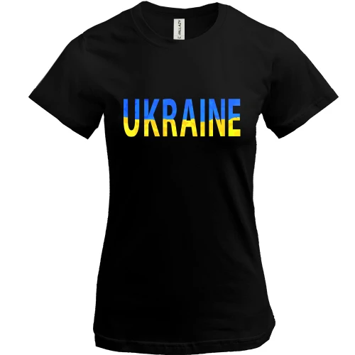 Жіноча футболка, Чорний, Ukraine (жовто-синій напис)