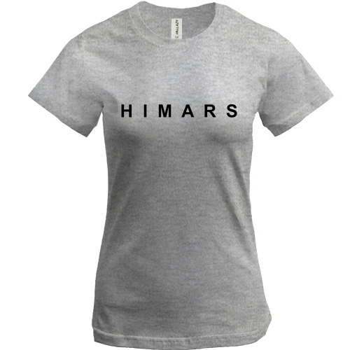 Женская футболка, Серый меланж, HIMARS (надпись)