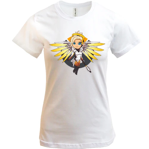 Женская футболка, Белый, Overwatch Mercy
