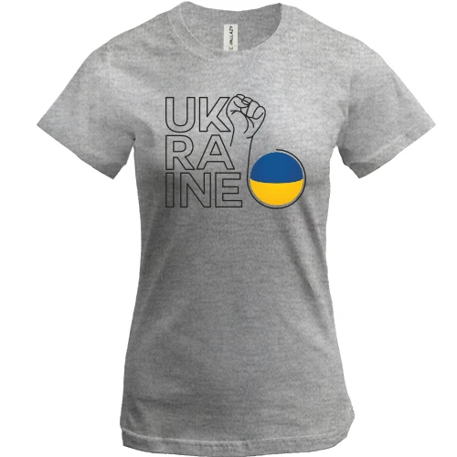 Женская футболка, Серый меланж, Ukraine Power